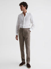 Reiss Trousers | Kin Linen Formal Trousers Airforce Blue - Men