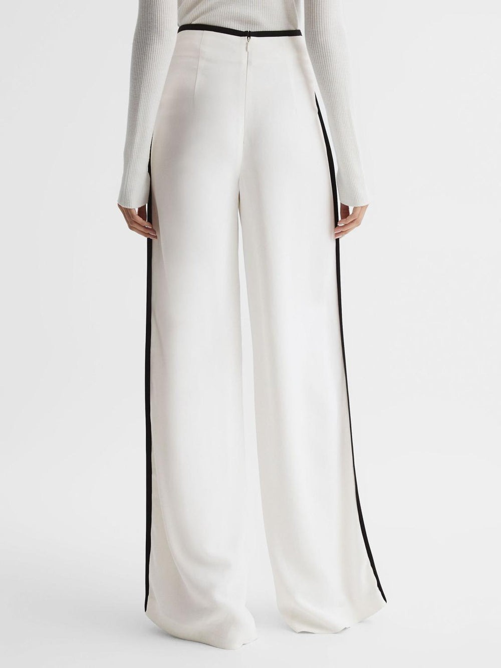 Reiss Trousers | Lina High Rise Wide Leg Trousers Cream - Women