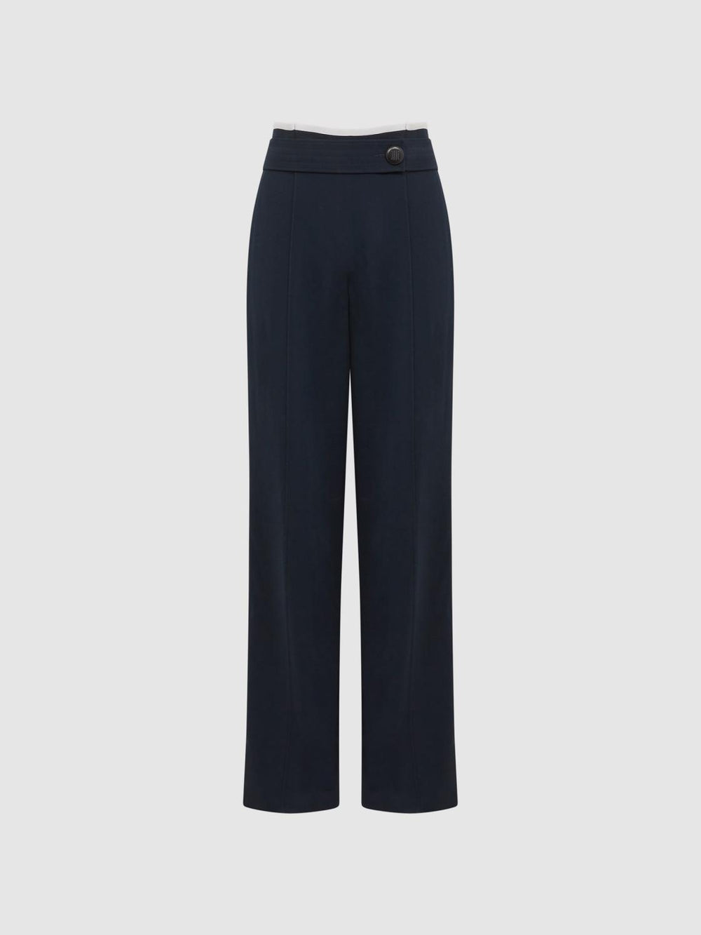 Reiss Trousers | Lina High Rise Wide Leg Trousers Navy - Women