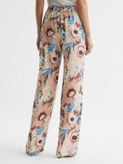 Reiss Trousers | Liv Floral Printed Wide Leg Trousers Multi - Women