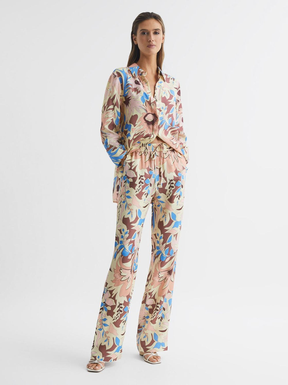 Reiss Trousers | Liv Floral Printed Wide Leg Trousers Multi - Women