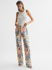 Reiss Trousers | Liv Floral Printed Wide Leg Trousers Multi - Women