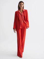 Reiss Trousers | Maia Wide Leg Trousers Coral - Women