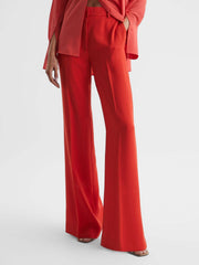 Reiss Trousers | Maia Wide Leg Trousers Coral - Women