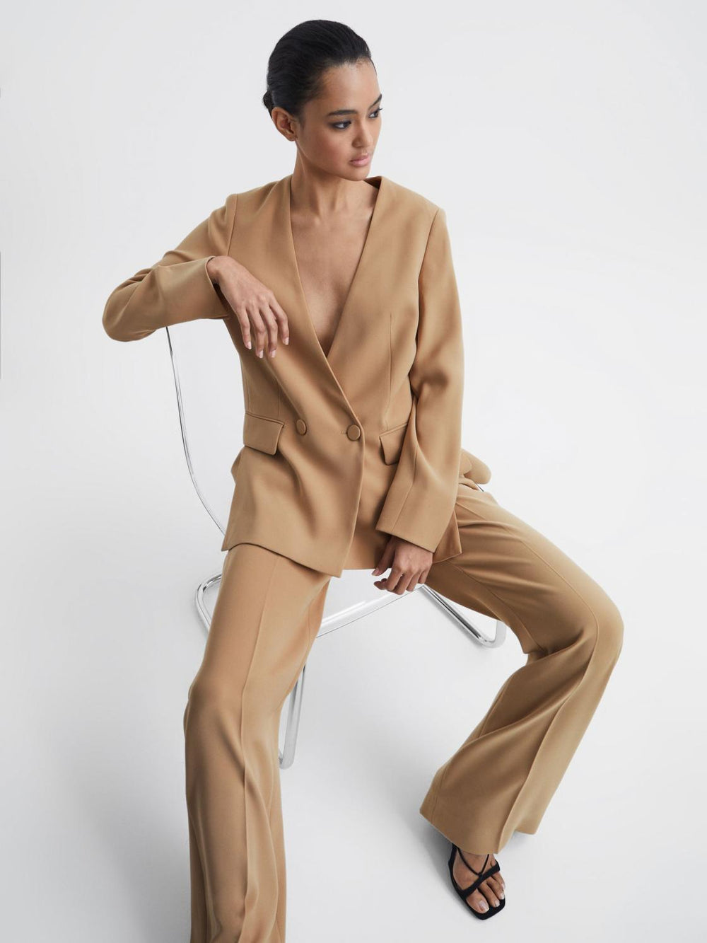 Reiss Trousers | Margeaux Wide Leg Trousers Black - Women