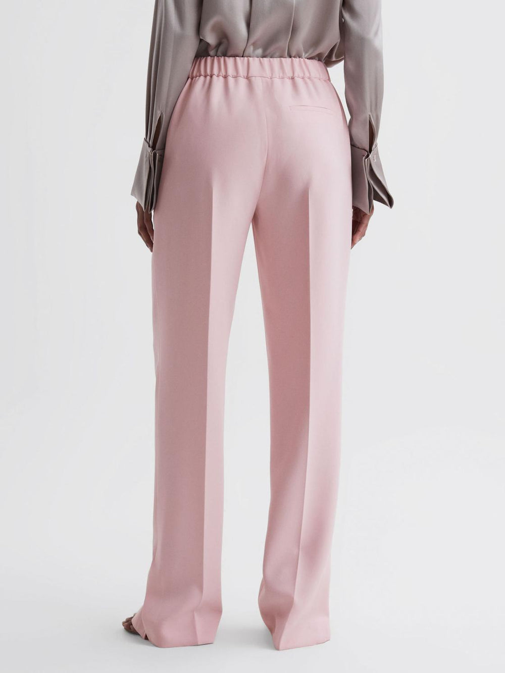 Reiss Trousers | Marina Wide Leg Split Hem Trousers Pink - Women