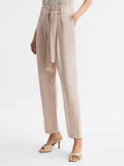Reiss Trousers | Mylie Tapered High Rise Trousers Mint - Women