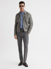 Reiss Trousers | Newbury Slim Fit Checked Trousers Grey - Men