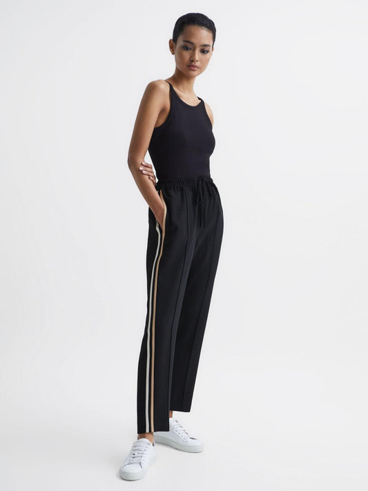 Reiss Trousers | Odell Taper Tapered Leg Pull-on Trousers Black - Women