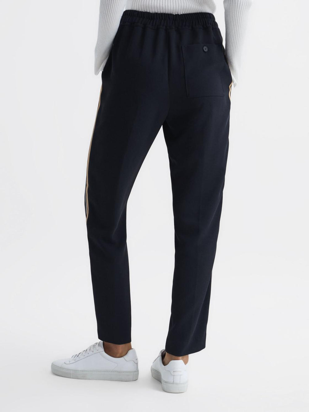 Reiss Trousers | Odell Taper Tapered Leg Pull-on Trousers Black - Women