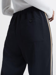 Reiss Trousers | Odell Taper Tapered Leg Pull-on Trousers Navy - Women