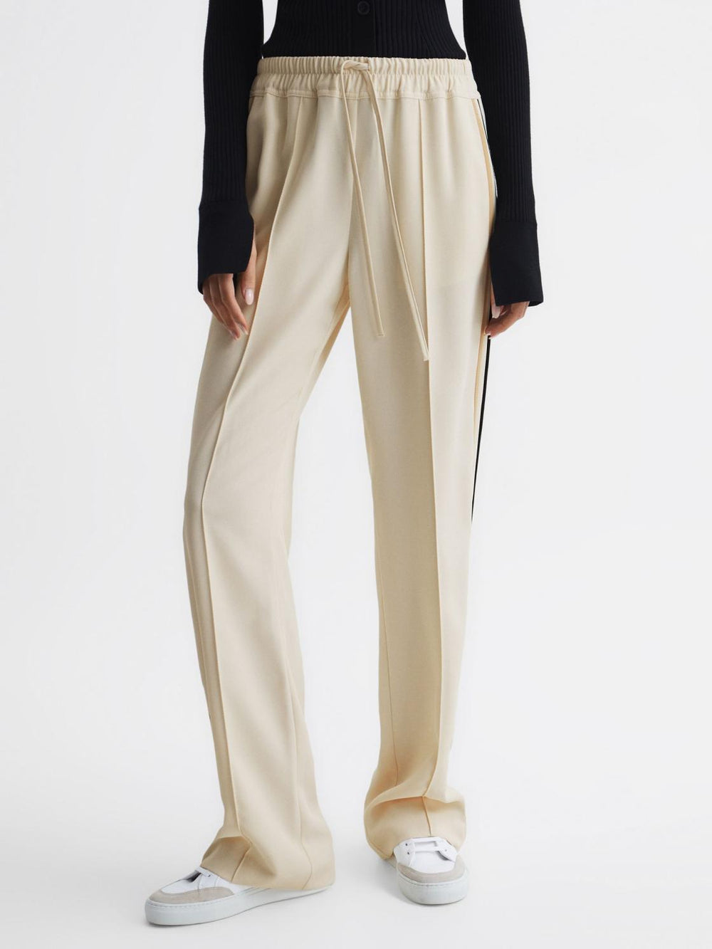 Reiss Trousers | Odell Wide Leg Pull On Trousers Black - Women