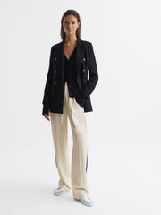 Reiss Trousers | Odell Wide Leg Pull On Trousers Black - Women