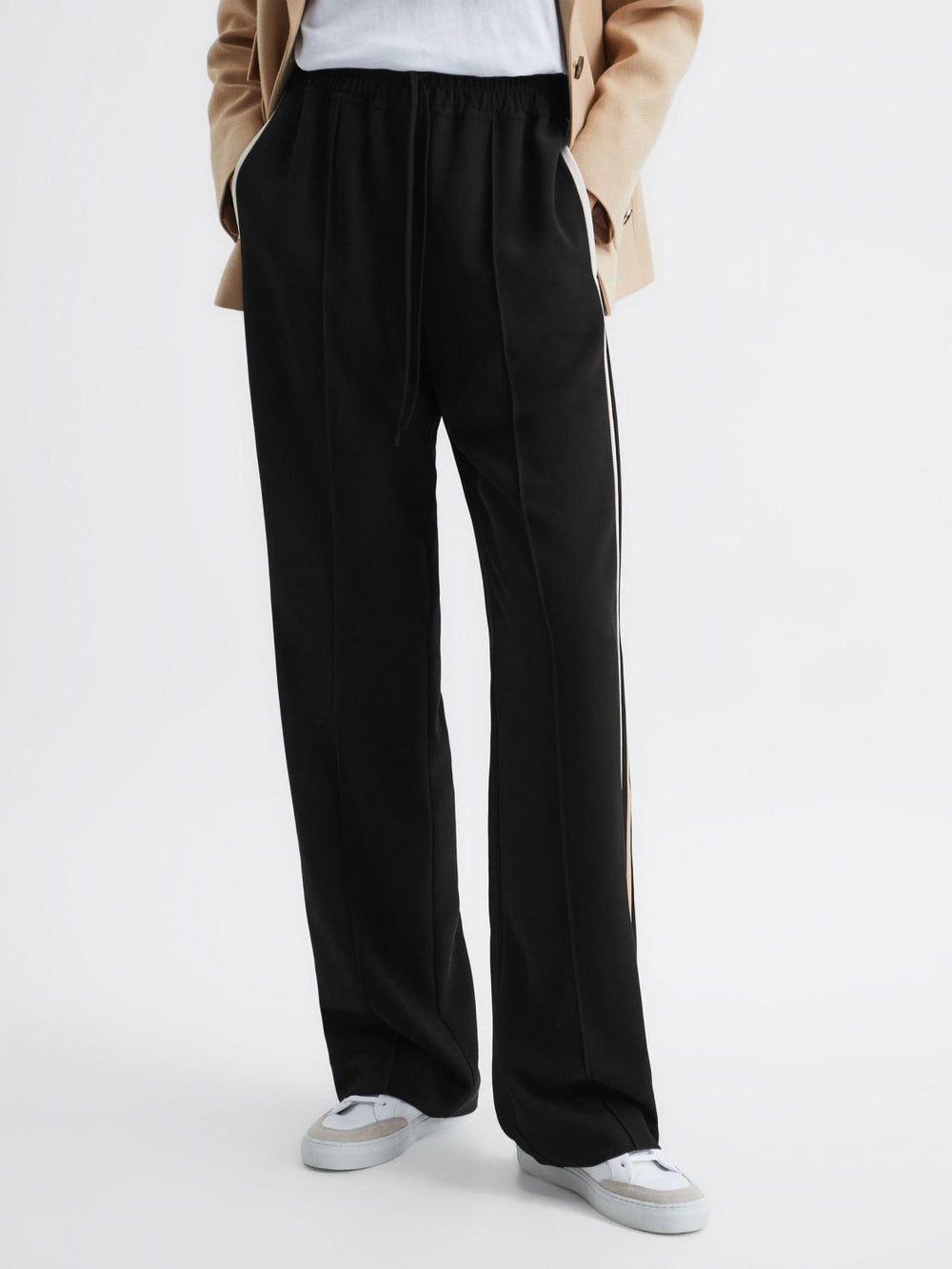 Reiss Trousers | Odell Wide Leg Pull On Trousers Black - Women