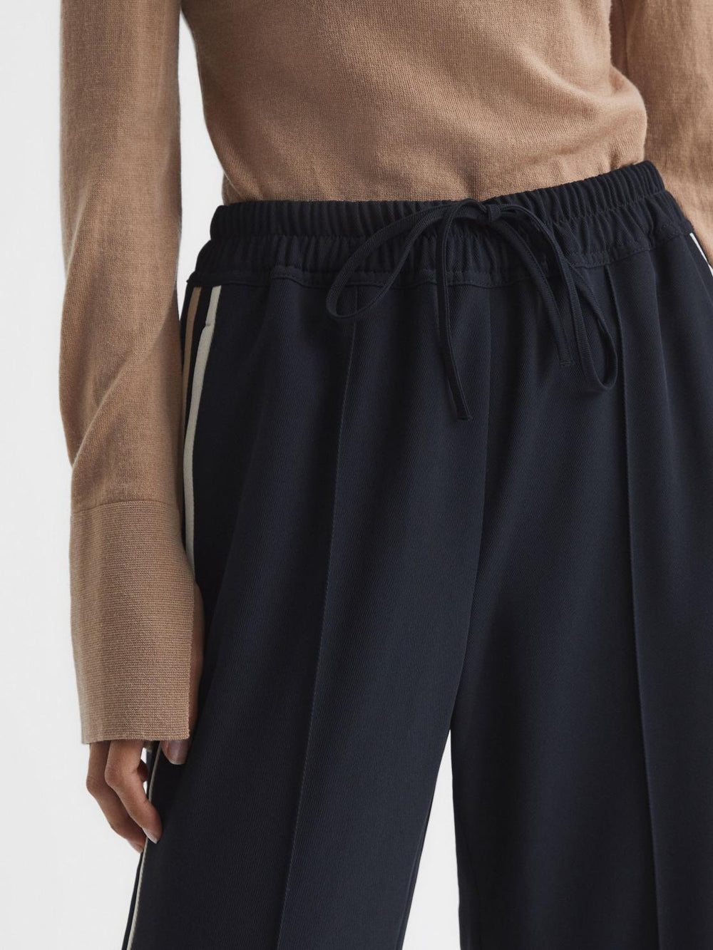 Reiss Trousers | Odell Wide Leg Pull On Trousers Navy - Women