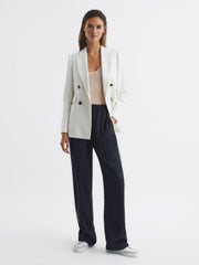 Reiss Trousers | Odell Wide Leg Pull On Trousers Navy - Women