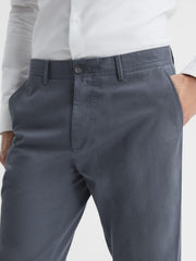 Reiss Trousers | Pitch Slim Fit Washed Chinos Airforce Blue - Men