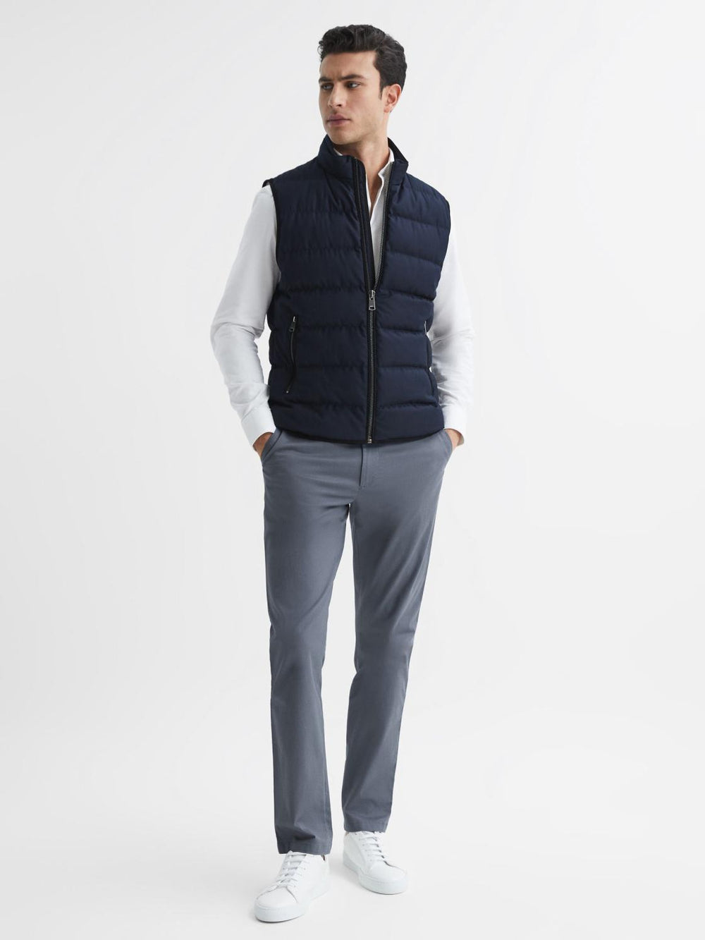 Reiss Trousers | Pitch Slim Fit Washed Chinos Airforce Blue - Men