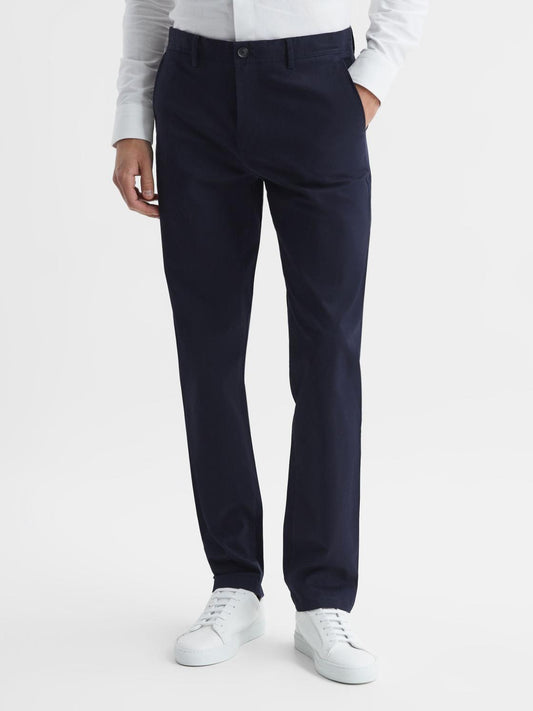 Reiss Trousers | Pitch Slim Fit Washed Chinos Navy - Men