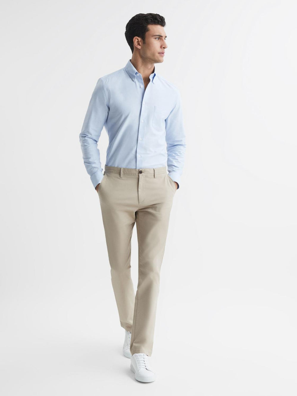 Reiss Trousers | Pitch Slim Fit Washed Chinos Stone - Men