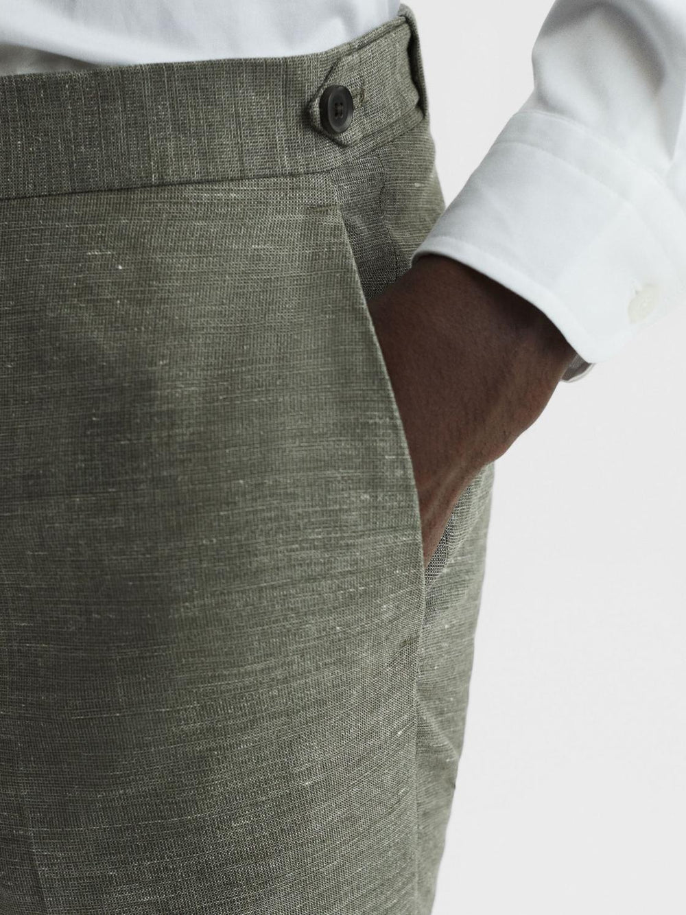 Reiss Trousers | Riva Wool-Linen Blend Trousers Sage - Men