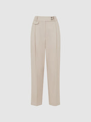 Reiss Trousers | River High Rise Cropped Tapered Trousers Stone - Women