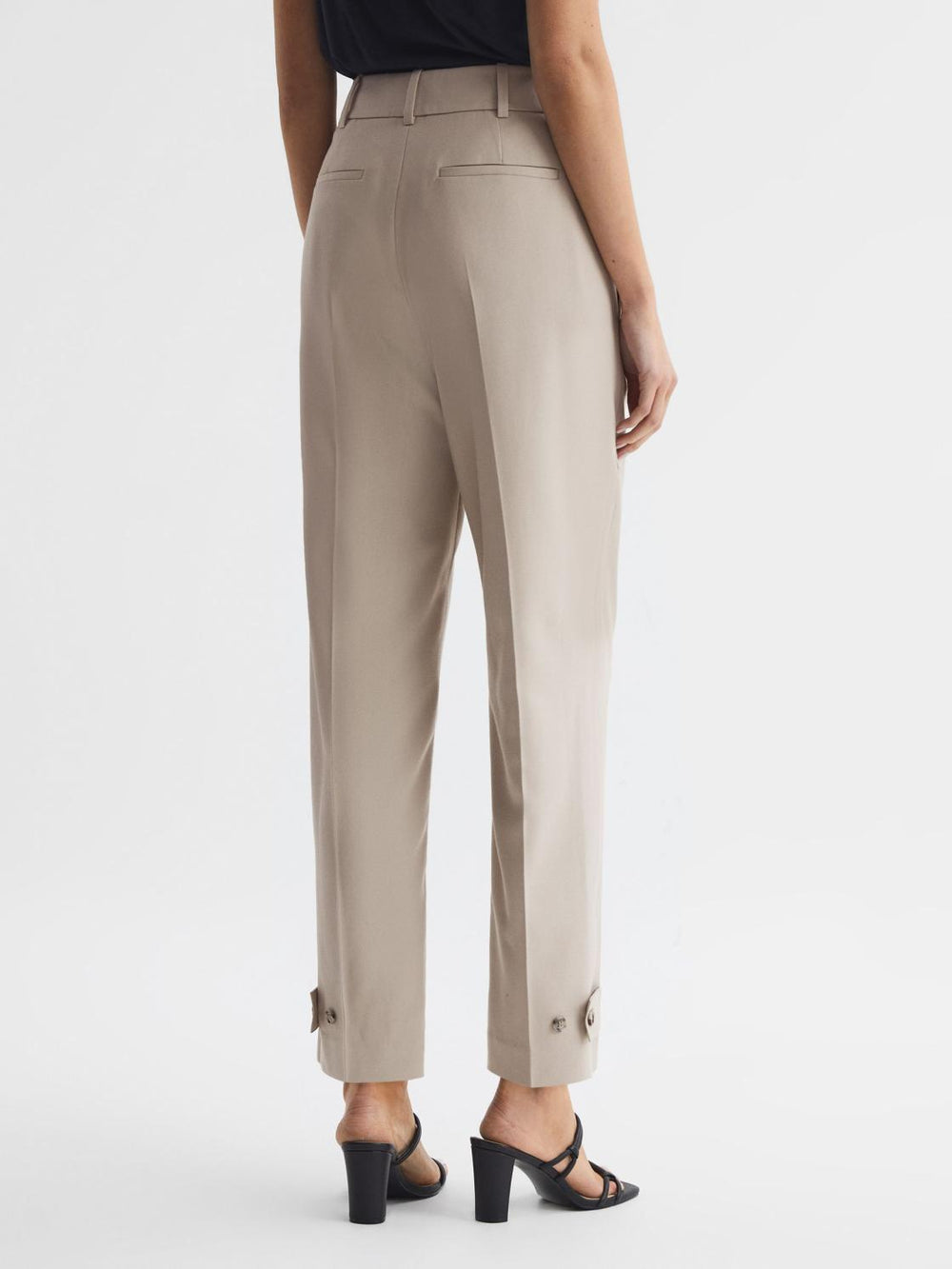 Reiss Trousers | River High Rise Cropped Tapered Trousers Stone - Women