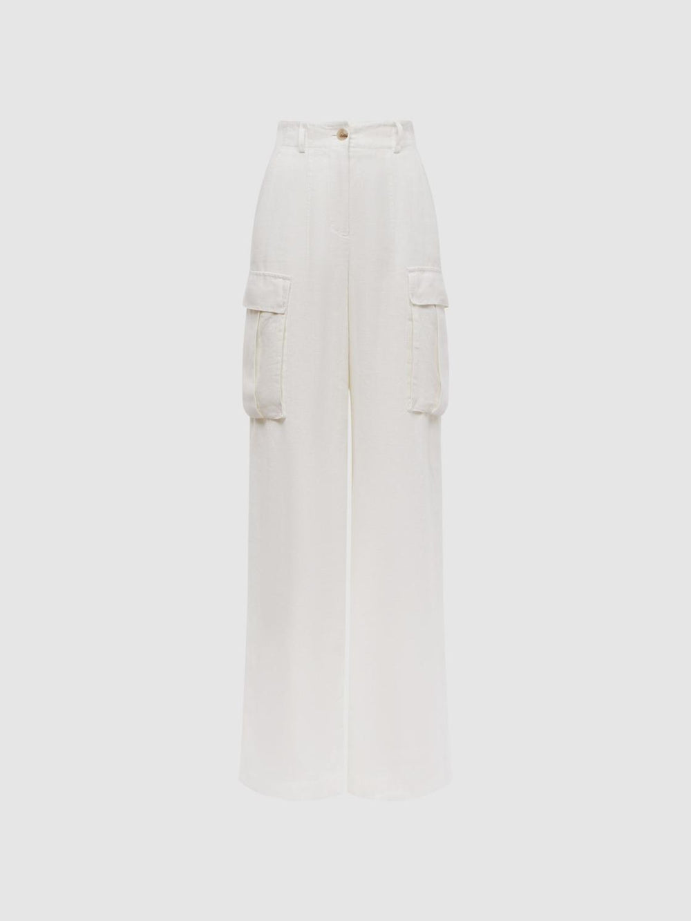 Reiss Trousers | Robyn Linen Wide Leg Trousers White - Women