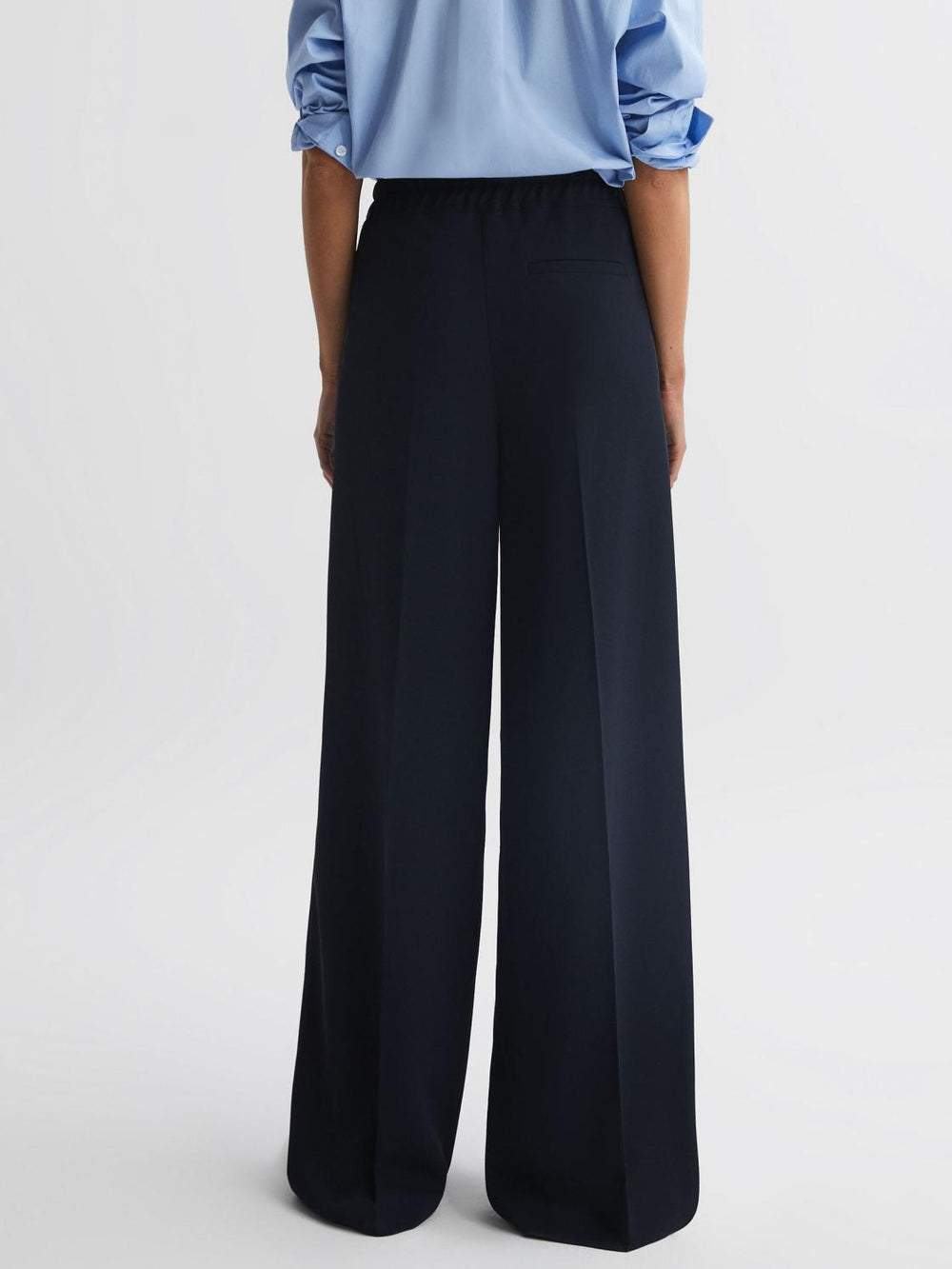 Reiss Trousers | Rosalyn Wide Leg Drawstring Trousers Navy - Women