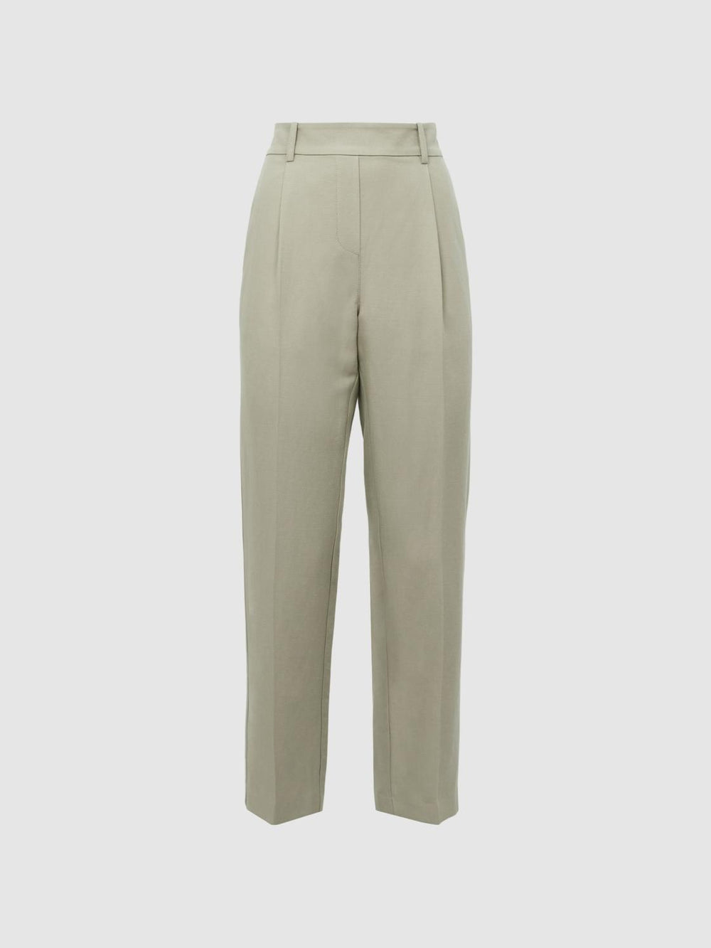 Reiss Trousers | Shae Taper Tapered Linen Trousers Khaki - Women
