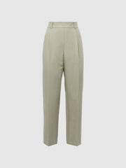 Reiss Trousers | Shae Taper Tapered Linen Trousers Khaki - Women