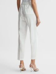 Reiss Trousers | Shae Taper Tapered Linen Trousers Khaki - Women