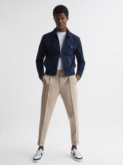 Reiss Trousers | Shield Cropped Drawstring Trousers Stone - Men