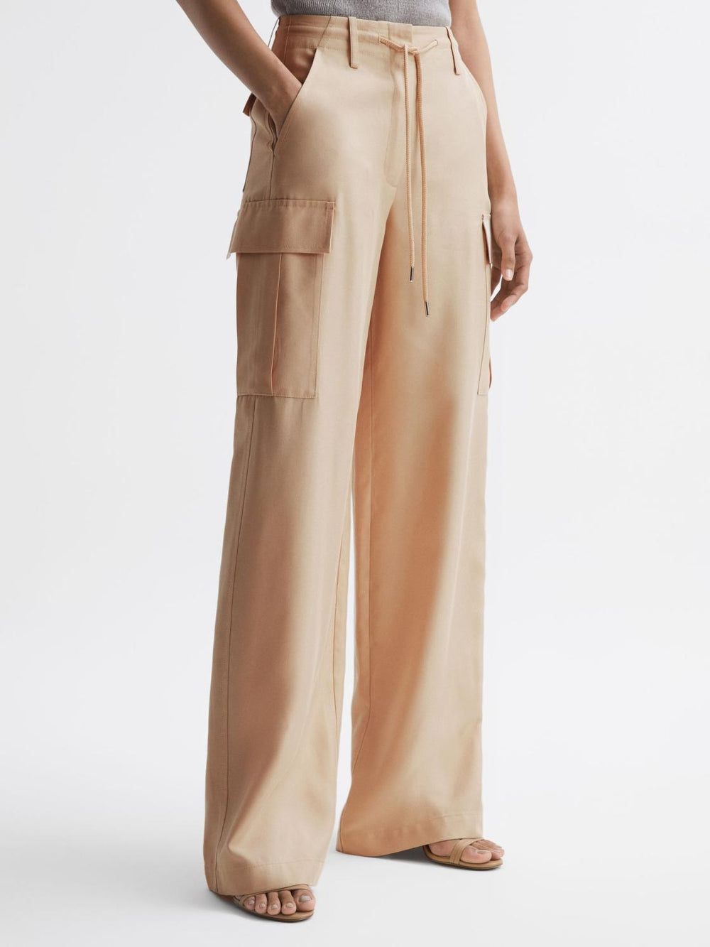 Reiss Trousers | Sian Wide Leg Combat Trousers Neutral - Women