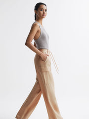 Reiss Trousers | Sian Wide Leg Combat Trousers Neutral - Women