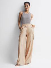 Reiss Trousers | Sian Wide Leg Combat Trousers Neutral - Women
