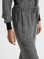 Reiss Trousers | Sky Printed Wide Leg Trousers Black - Women