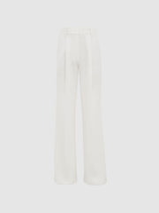 Reiss Trousers | Tatum Crepe Wide Leg Trousers White - Women