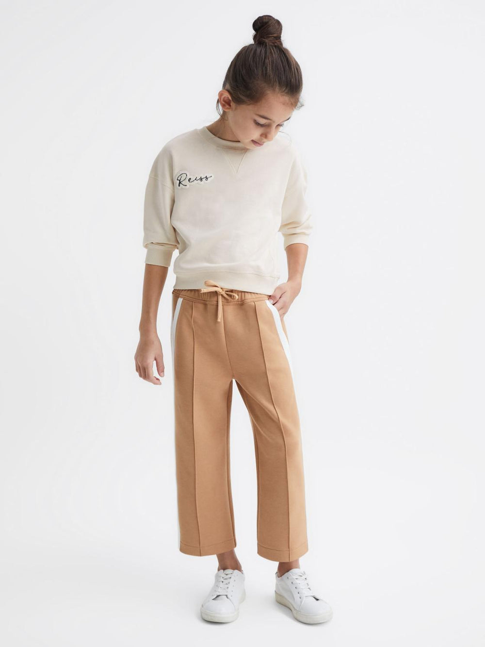 Reiss Trousers | Tegan Jersey Side Stripe Trousers Camel - Children
