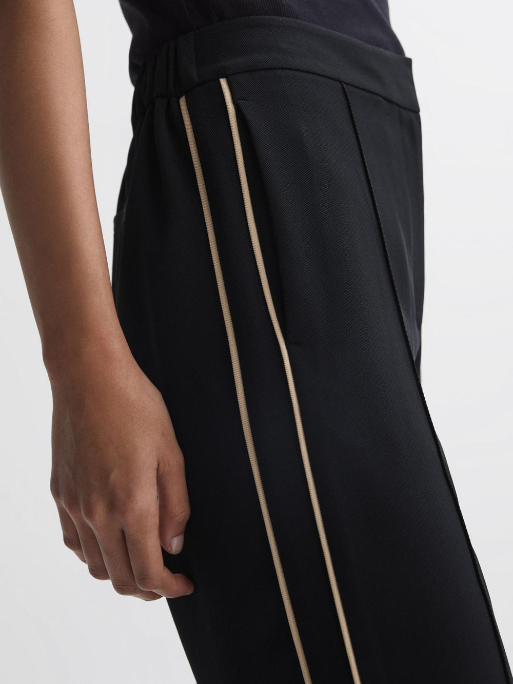 Reiss Trousers | Theo Taper Tapered Fit Side Stripe Trousers Black - Women