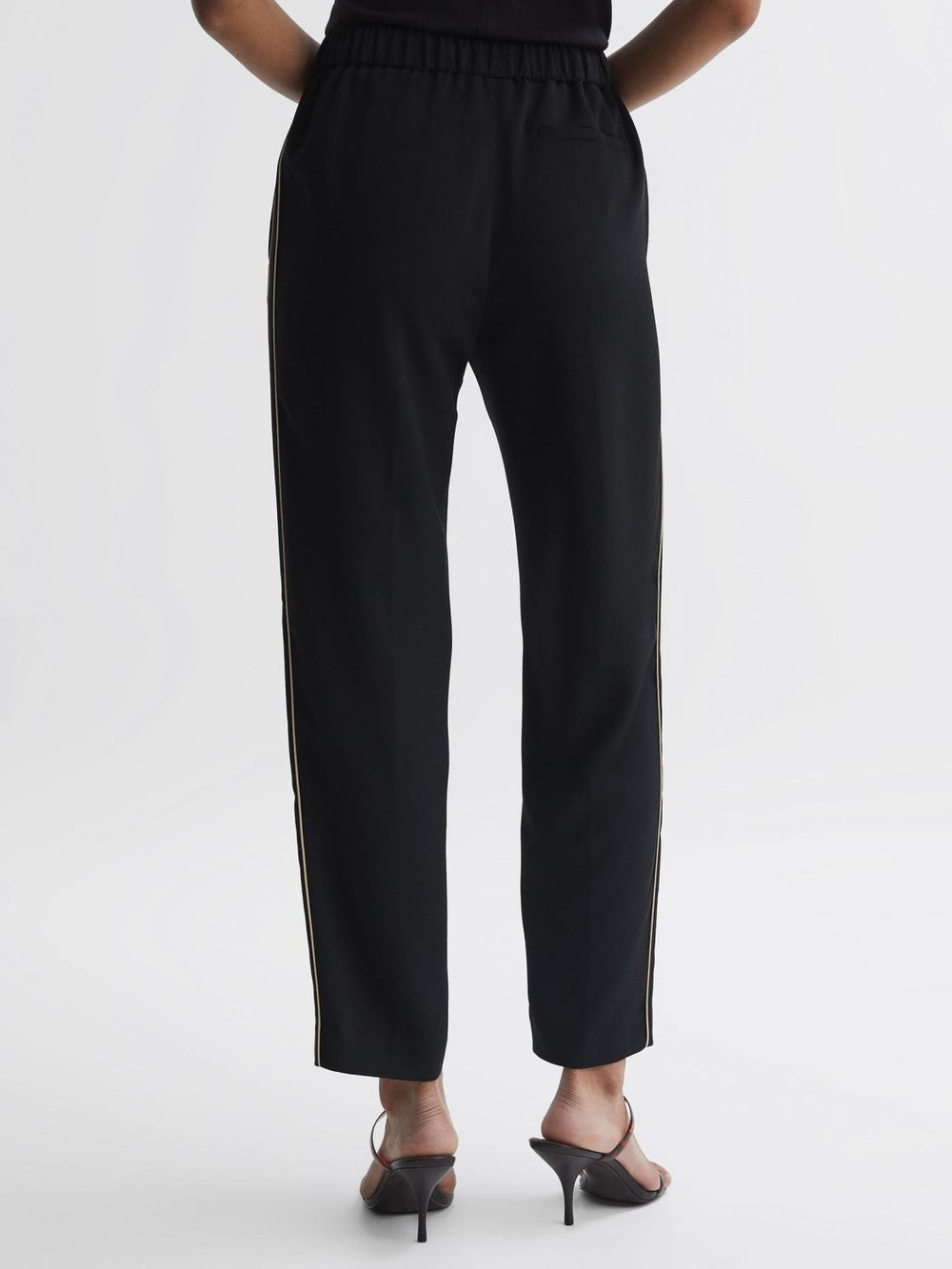 Reiss Trousers | Theo Taper Tapered Fit Side Stripe Trousers Black - Women