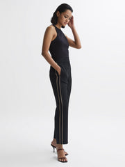 Reiss Trousers | Theo Taper Tapered Fit Side Stripe Trousers Black - Women