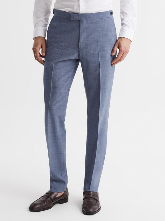 Reiss Trousers | Wish Slim Fit Wool Blend Trousers Soft Blue - Men