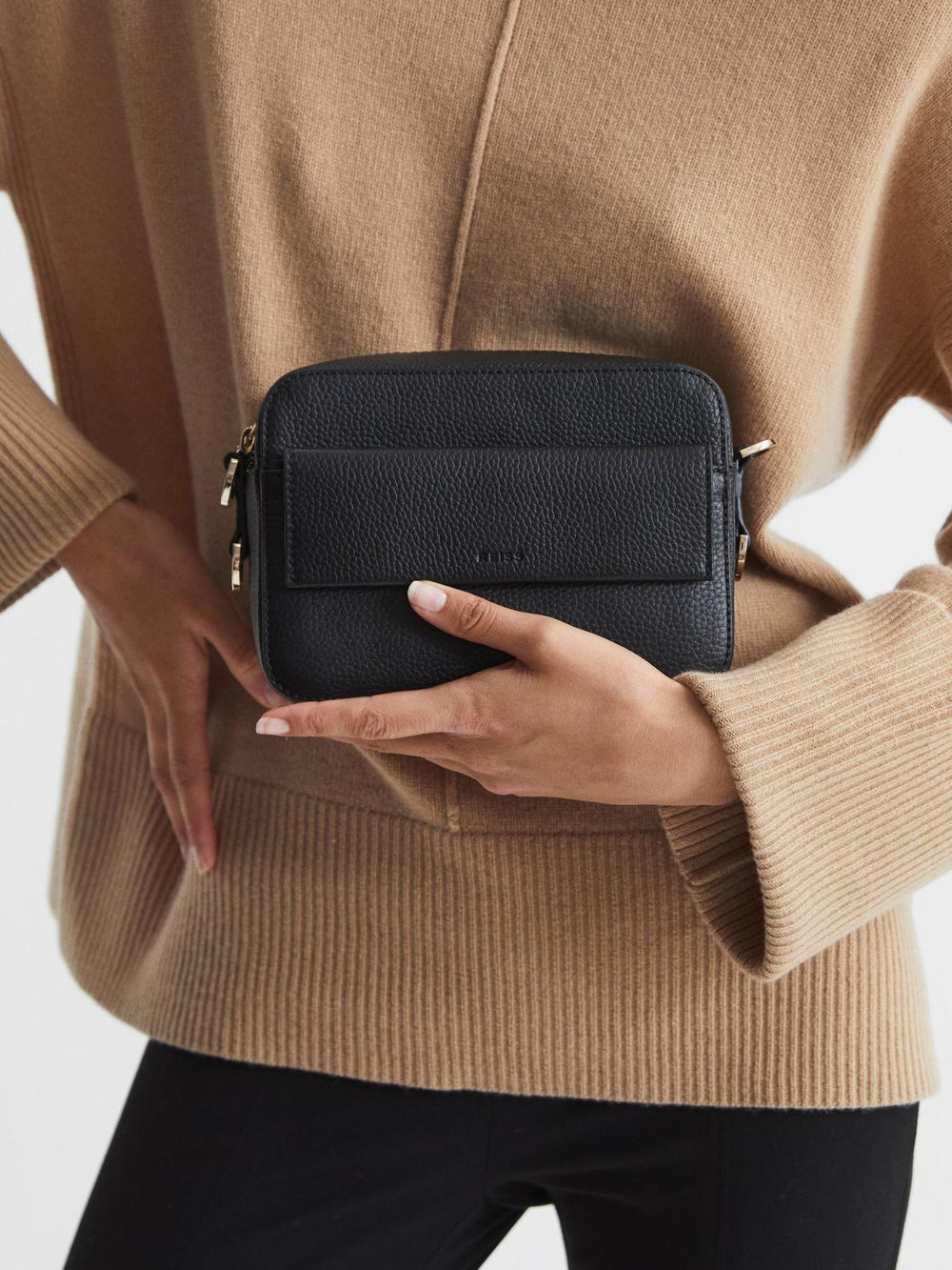 Reiss Bags | Cleo Leather Crossbody Camera Bag Black - Women