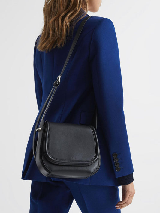 Reiss Bags | Cleo Leather Saddle Bag Black - Women