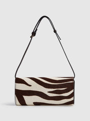 Reiss Bags | Dakota Zebra Calf Hair Baguette Bag Mocha - Women
