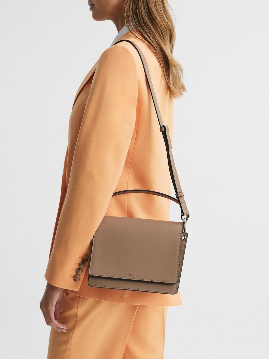 Reiss Bags | Daphne Leather Concertina Cross-Body Bag Buttermilk - Women