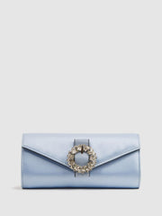 Reiss Bags | Delphine Diamanté Buckle Satin Clutch Off White - Women