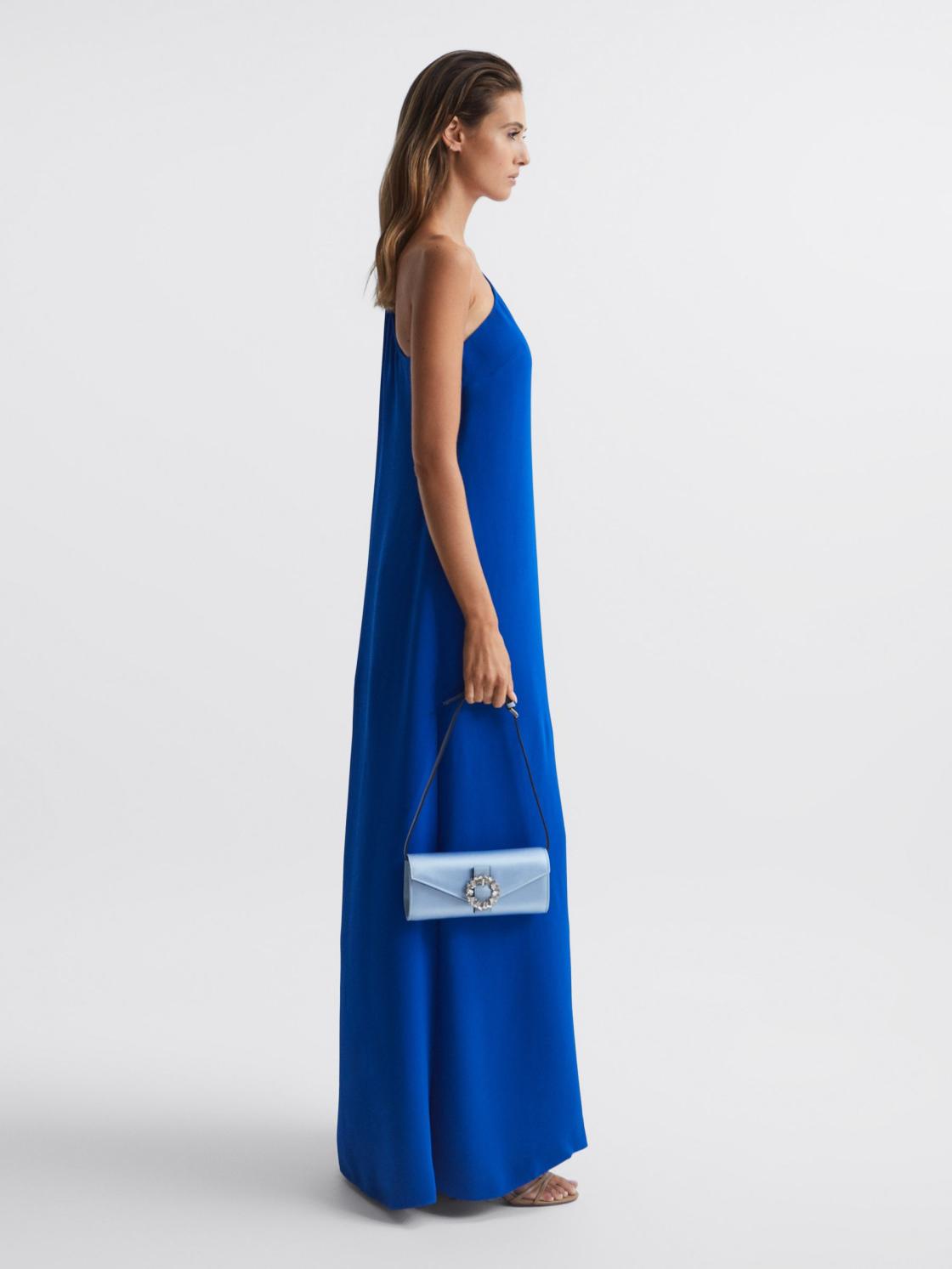 Reiss Bags | Delphine Diamanté Buckle Satin Clutch Off White - Women