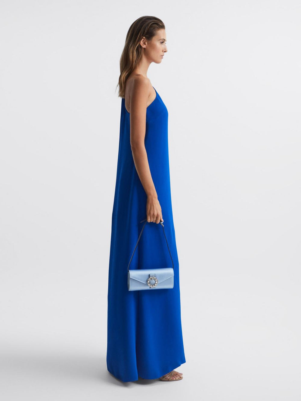 Reiss Bags | Delphine Diamanté Buckle Satin Clutch Off White - Women